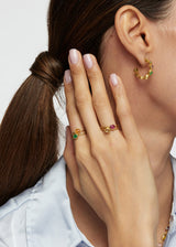 18kt Gold Anemone Fire Opal Cup Ring