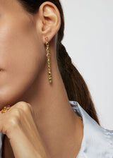 18kt Gold Anemone Mixed Stones Long Loop Earrings