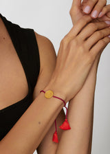 18kt Gold Coin Amulet on Cord Bracelet