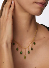 18kt Gold Green Tourmaline Multi Drop Necklace