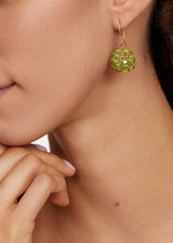18kt Gold PSTM Myanmar Peridot Disco Ball Earrings