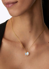 18kt Gold Moonstone Love Heart Amulet on Cord