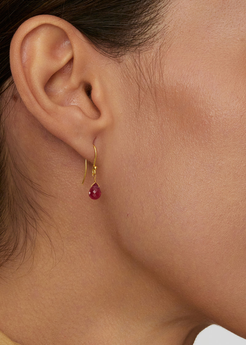 18kt Gold Ruby Small Drop Earrings