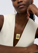 18kt Gold Vermeil PSTM Jordan Sahlan Rectangular Lapis Enamel Pendant on Cord