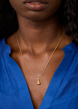 18kt Gold Bethlehem Zaytun Baby Fig Pendant on Cord