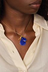 18kt Gold Lapis Lazuli & Fish Cluster on Cord