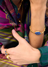 18kt Gold Vermeil PSTM Afghanistan Meena Lapis Beaded Bracelet