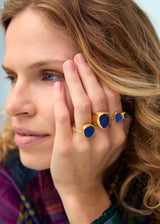 18kt Gold Vermeil PSTM Afghanistan Meena Lapis Two Stone Ring