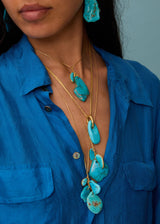 18kt Gold Hathor Turquoise Cluster on Cord