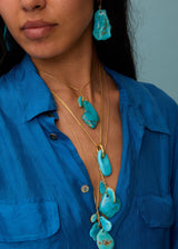 18kt Gold Hathor Turquoise Drill & Loop Earrings