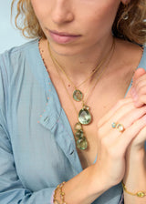18kt Gold Carnival Green Amethyst Amulet on Cord