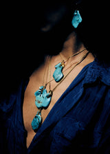 18kt Gold Hathor Turquoise Cluster on Cord