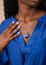 18kt Gold Vermeil PSTM Afghanistan Zindagi Now Faceted Lapis Pendant on Cord