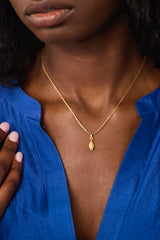 18kt Gold Bethlehem Zaytun Baby Almond Pendant on Cord