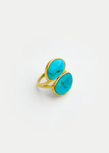 18kt Gold Turquoise Hathor Double Greek Ring Product image 2
