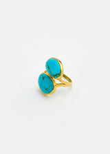 18kt Gold Turquoise Hathor Double Greek Ring Product image 1
