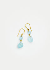 18kt Gold Aquamarine Drill & Loop Double Drop Earrings