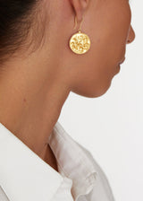 18kt Gold PSTM Myanmar Gold Stamp Circle Tree Earrings