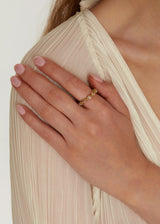 18kt Gold Herkimer Diamond Eternity Ring