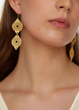 18kt Gold Vermeil PSTM Jordan Sahlan Elongated Double Drop Hook Earrings