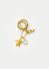 18kt Gold Starfish & Aquamarine Amulets on Cord