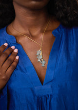 18kt Gold Aquamarine Fish Amulets on Cord