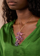 Azaz Pink & Purple Glass Beaded Cluster on Cord