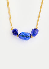 Azaz Tonal Blues Glass Twist Bubble Necklace on Cord Product Image 1