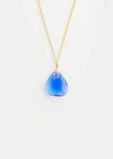 Azaz Light Blue Glass Facet Pebble Pendant on Cord Product Image 1