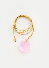 Azaz Pink Glass Facet Pebble Pendant on Cord Product Image 2