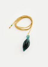 Azaz Teal Glass Ridge Seed Pendant on Cord Product Image 2