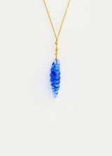Azaz Blue Glass Long Shell Pendant on Cord Product Image 1