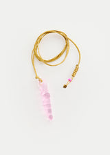 Azaz Pink Glass Long Shell Pendant on Cord Product Image 2