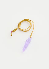 Azaz Purple Glass Long Shell Pendant on Cord Product Image 2
