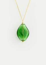 Azaz Green Glass Diamond Bead on Cord