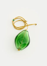 Azaz Green Glass Diamond Bead on Cord