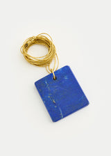 18kt Gold Drill & Loop Lapis Amulet on Cord