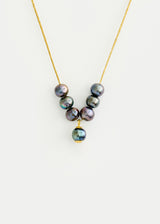 18kt Gold Seven Tahitian Pearls Cluster on Cord