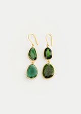 18kt Gold Green Tourmaline Double Drop Earrings
