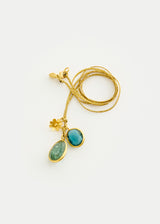 18kt Gold Mixed Tourmaline & Flower Amulets on Cord