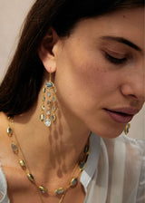 18kt Gold Cerulean Aquamarine Chandelier Earrings