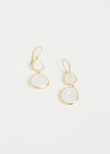 18k Gold Rainbow Moonstone Double Drop Earrings