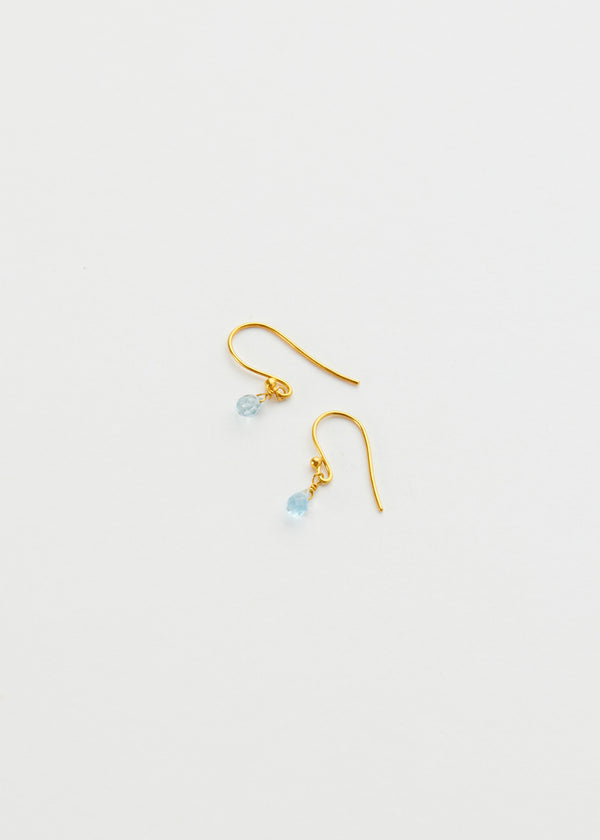 18kt Gold Anemone Aquamarine Tiny Drop Earrings