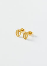 18kt Colombian Gold Filigree Leaf Studs