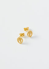 18kt Colombian Gold Filigree Leaf Studs