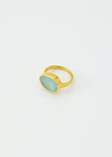 18kt Gold Anemone Aquamarine Greek Ring