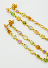 18kt Gold Anemone Mixed Stones Long Loop Earrings