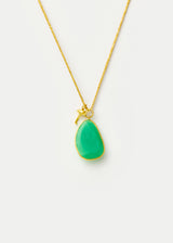 18kt Gold Chrysoprase & Flamingo Amulets on Cord