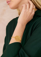 18kt Colombian Gold Filigree Leaf Chinesca Chain Bracelet