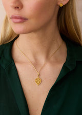 18kt Colombian Gold Filigree Leaf Pendant on Cord